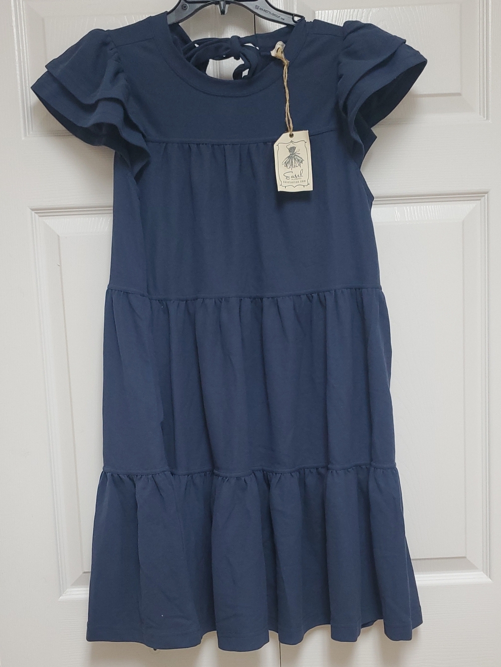 Easel Ruffle Waffle Knit Tieref Dress